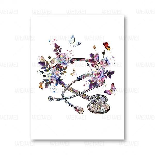 Подарок для врача медицинское оборудование акварельная живопись холст печать