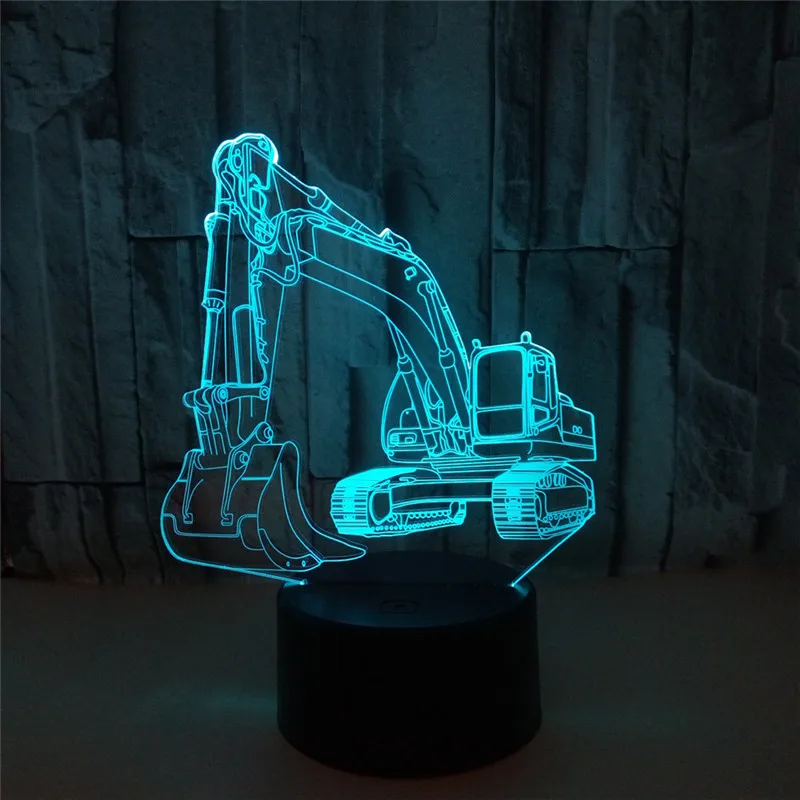 

7 Color Lamp 3d Visual Led Night Lights Excavator For Kids Touch Usb Table Lampara Lampe Baby Sleeping Nightlight Motion Light