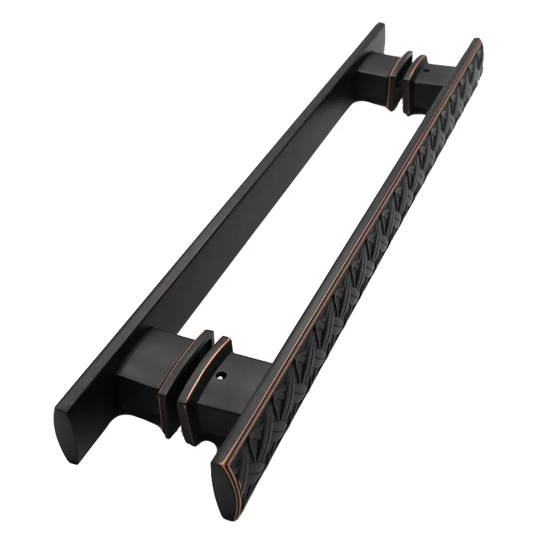 

Pair of Wooden Doors Ktv Hotel Villa Glass Door Big Handle on The Door European Style Black Door Handle 320 Hole Distance