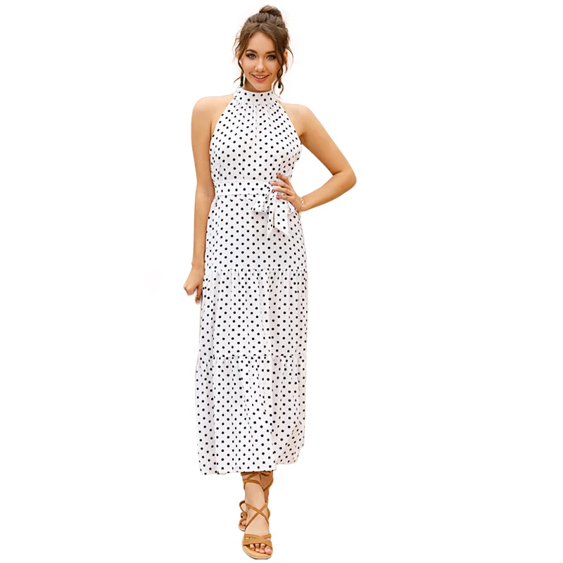 

Women Casual Summer Dot Printed Sleeveless Beach Dress Sundress Polka Dot Dress