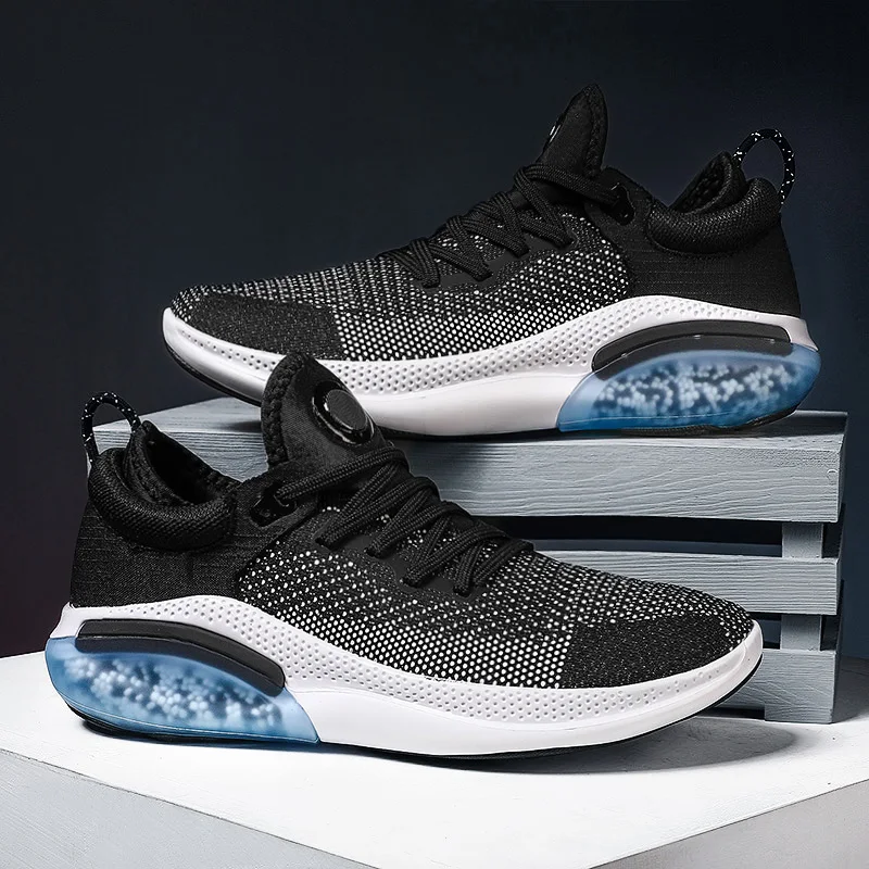 Мужские кроссовки на шнуровке темно-синие из дышащей сетчатой ткани