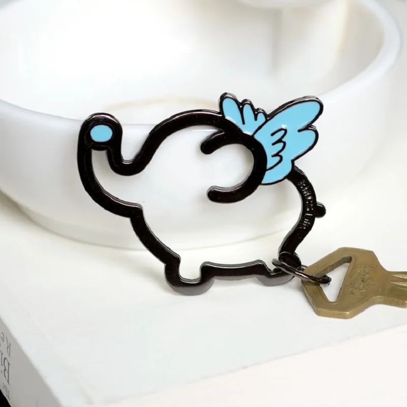 

New Cute Cartoon Animal Keychains Metal Fly Elephant Key Chain Bag Pendant Ornaments Small Gift Key Rings Zakka