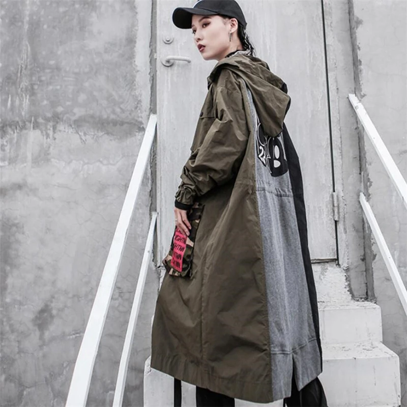 Женский длинный кардиган с капюшоном свободная уличная куртка большого размера