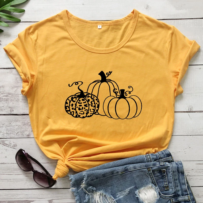 

Types Of Pumpkins T-shirt Cute Pumpkin Patch Graphic Tee Shirt Top Funny Women's Fall Harvest Thanksgiving Tshirt Dropshipping
