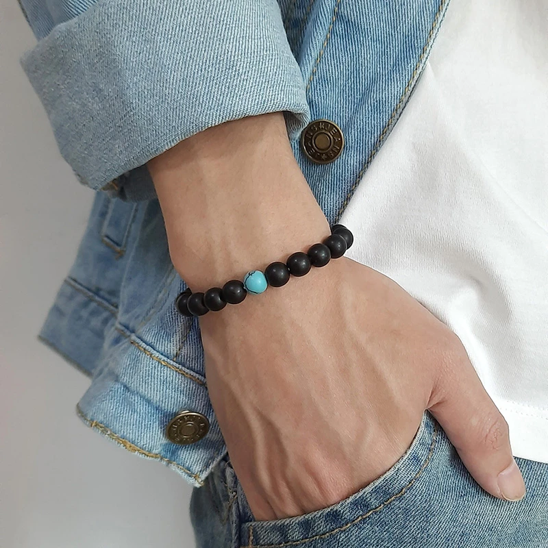 Браслет-цепочка с бусинами 8 мм для мужчин и женщин | Украшения аксессуары