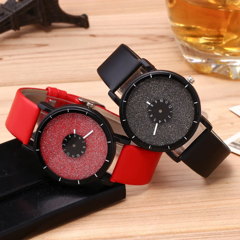 

Creative Popular Glass Dial Twelve Digital Fashion Couple Casual Watch British Male and Female Fluorescent Literal Quartz Watch