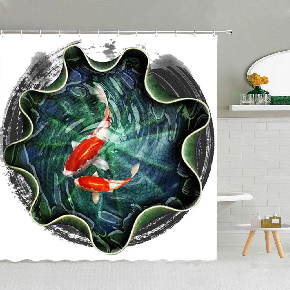 Занавеска для душа в ванную комнату с японской этнической тематикой | Дом и сад