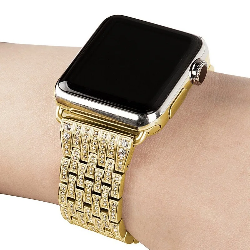 Браслет из нержавеющей стали со стразами, ремешок для Apple Watch Band 38 мм 42 мм 40 мм 44 мм для iwatch series 5/4/3/2/1