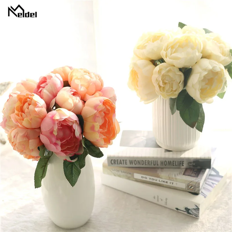 

Meldel Bouquet Bride Bouquet Artificial Flower Pink Peony DIY Home Party Wedding Decoration Flower Arrangement Wedding Supplies