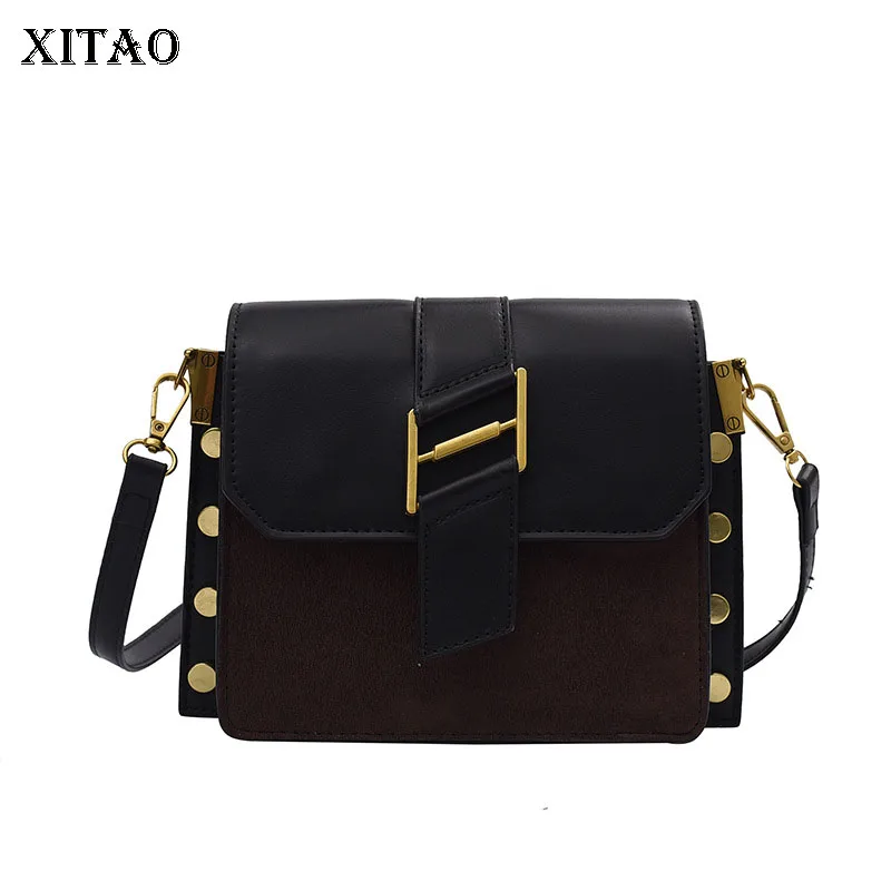 

XITAO Pure Color PU Trend Metal Rivets Simple Winter 2021 Shoulder Messenger Bag Metal Buckle 2021 Minority Loose GWJ2652