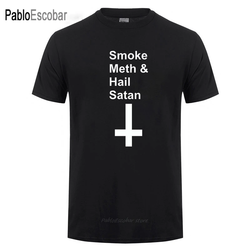 Футболка с надписью Hail Satan Smoke Meth забавная футболка в стиле ретро крутые вечерние