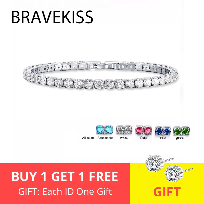 BRAVEKISS 5 цветов, модный роскошный хрустальный Теннисный браслет, циркониевые бусины, браслет, цепочка, браслеты для женщин, BUB0097