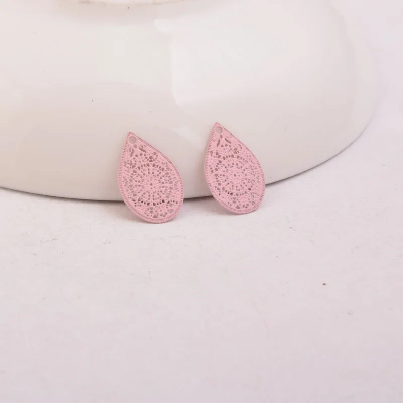 Light Pink 100 шт. AC3941 10*15 мм филигранная водяная Подвеска Маленькая подвеска «капля» - Окраска металла: Light Pink