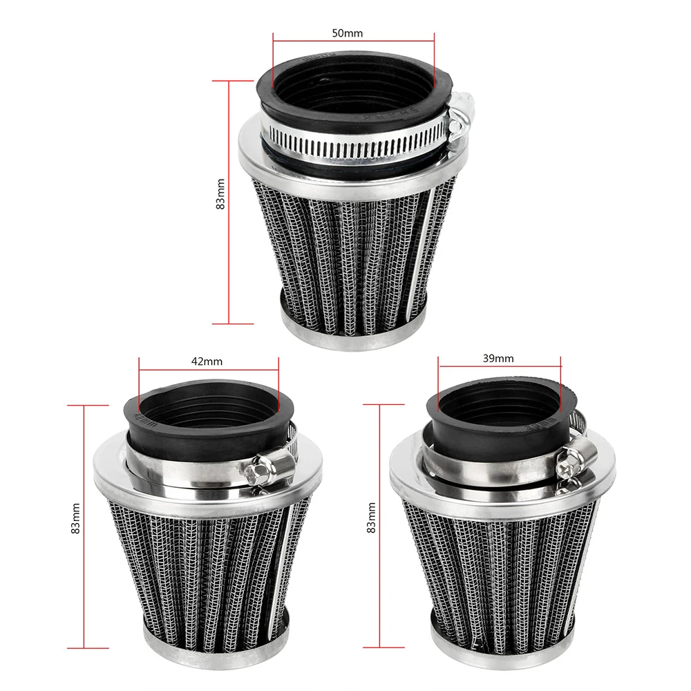 

39/42/50/mm Caliber Size Motorcycle Mushroom Head Air Filter Motorcycle Accessories Clamp On Air Filter Cleaner Universal