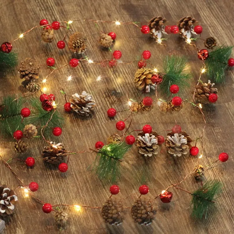 Рождественская гирлянда Pinecone Redberry с огнями Сказочная подходящая для
