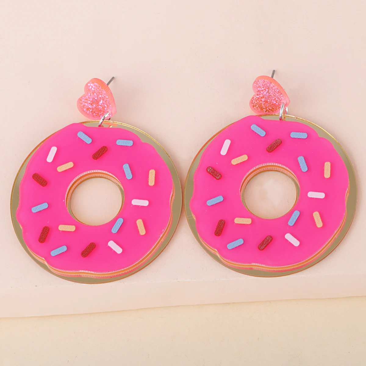 

New Food Earrings Punk Bread Cute Pink Wholesale Round Pendant Jewelry Statement Wedding Earring For Women 2021