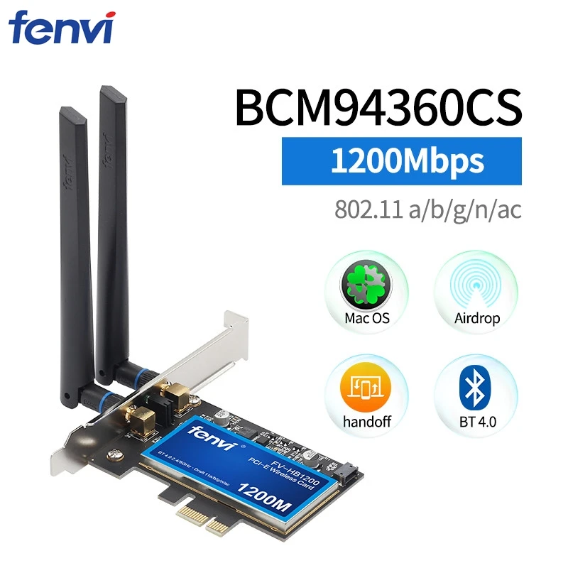 Двухдиапазонный 1200 Мбит/с 802.11ac Wifi Bluetooth 4 0 Airdrop PCI E беспроводной адаптер WLAN сеть