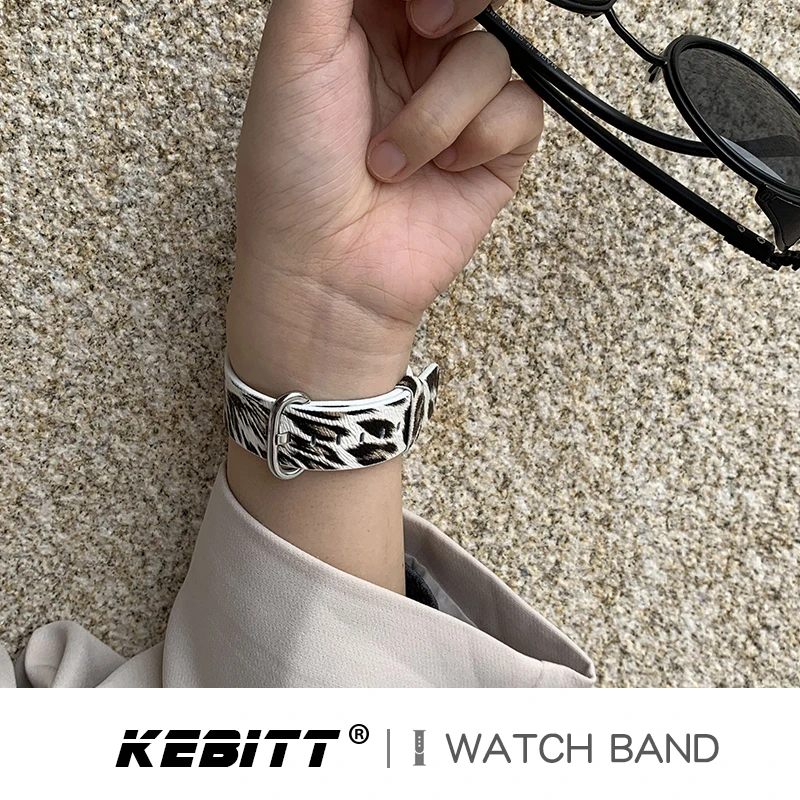 Ремешок Kebitt кожаный для Apple Watch 42 мм 38 40 44 цветной браслет с леопардовым принтом