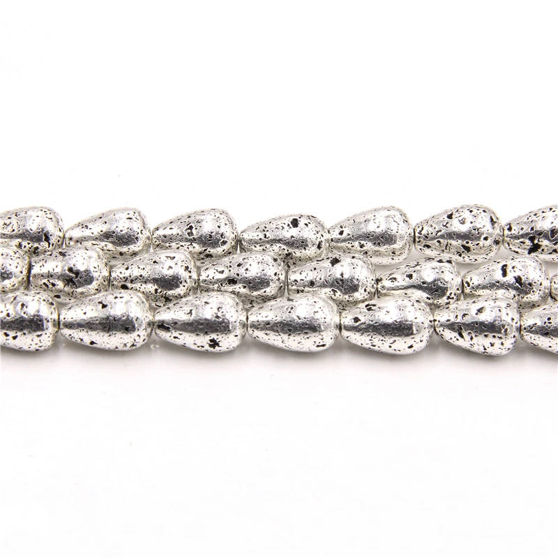 Натуральный лавовый камень капли воды бусины ручной работы золотой серебряный