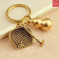 mens womens pendant jewelry brass dustpan fence car keychain pendant solid small gourd key chain lucky and safe gift