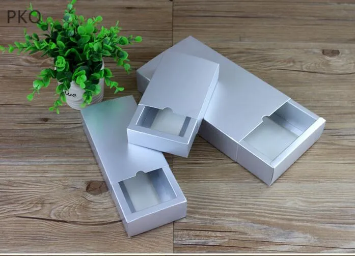 20 шт светло-золотой цвет бумажная Выдвижная коробка серебро картонная