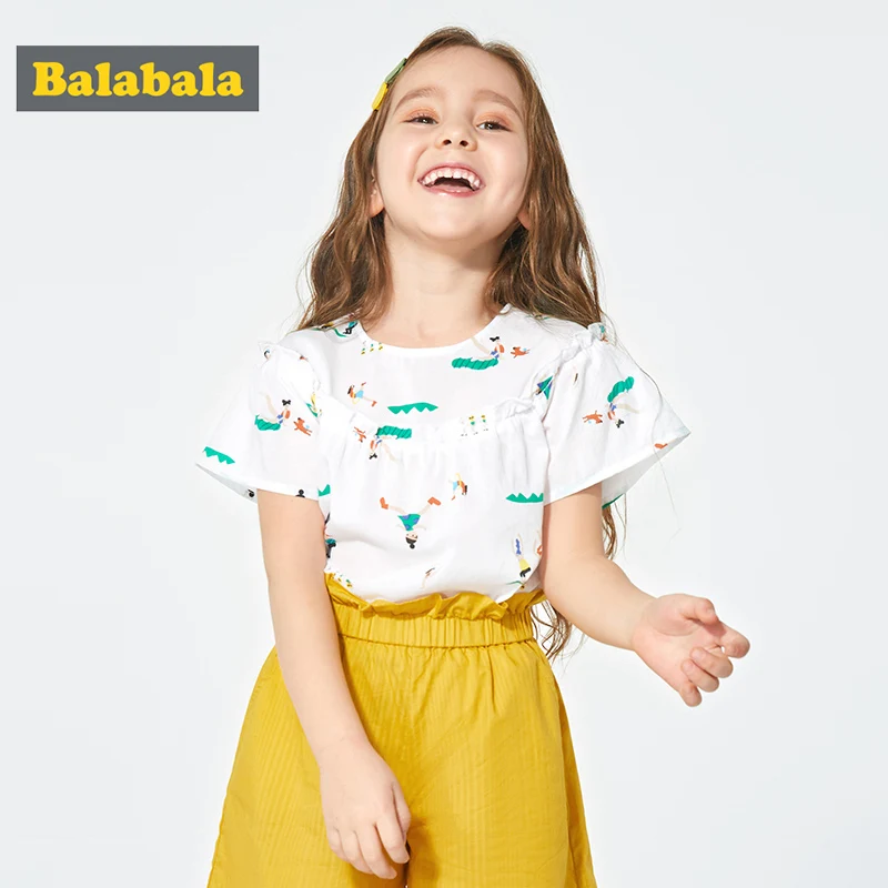 Balabala рубашка для девочек с коротким рукавом малышей 2020 летняя детская свободная
