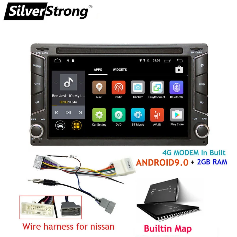 SilverStrong Android9.0 2Din автомобильный DVD 4G модем 2Din радио универсальный автомобильный стерео двойной Din gps автомобильный android радио 6258