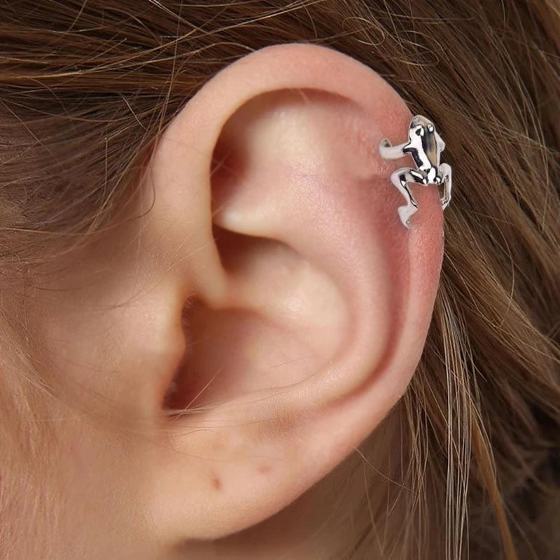 

Fashion Frog Earrings Clip Fake Piercing Punk Wrap Ear Cuff For Girl Valentine's Day Jewelry Gift Vintage Frog Earrings Clip