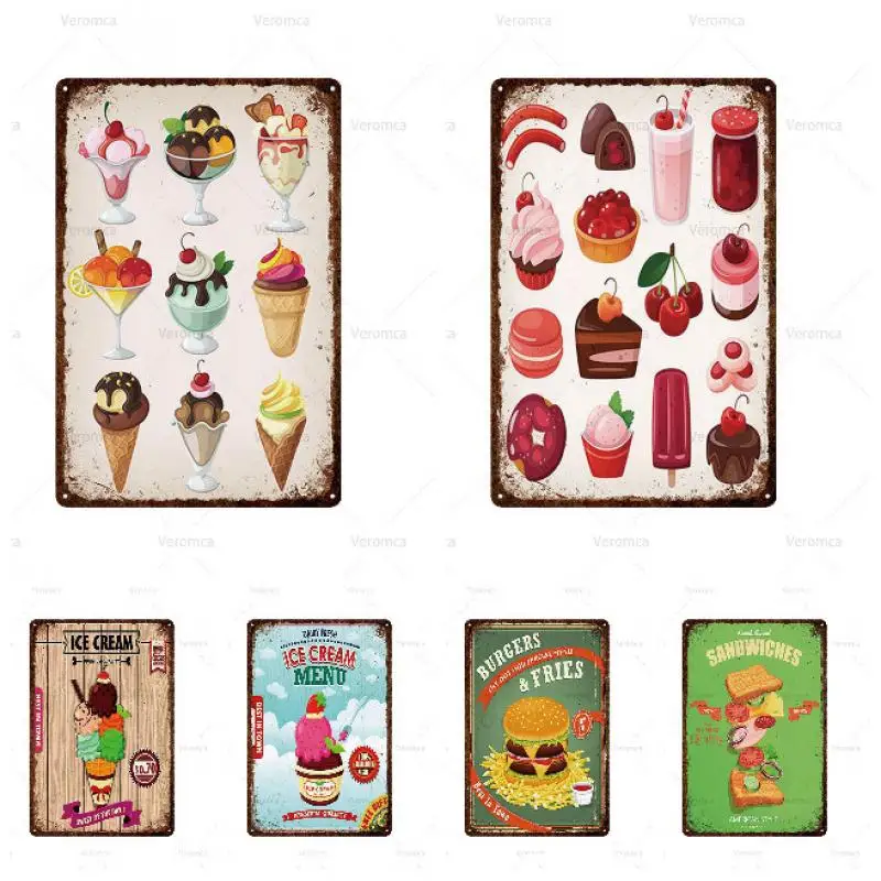 Металлический знак в виде гамбургера металлический винтажный жестяной для