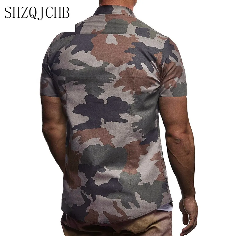 

New 2021 Mens Summer Camouflage shirts Male Blue Green Casual Shirt tops Men Camo Short Sleeve Streetwear shirt M-3XL