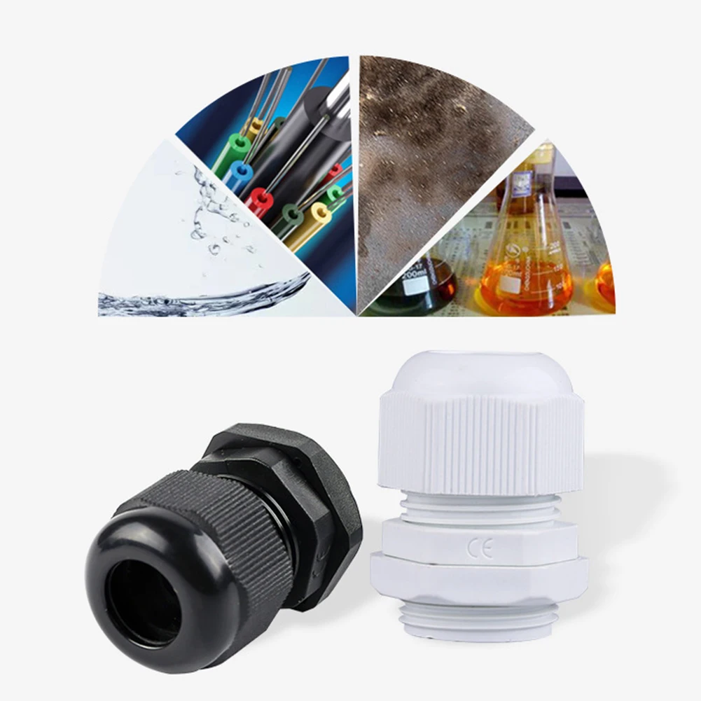 

Waterproof Cable Gland 10Pcs Cable Entry IP68 PG7 PG9 PG11 PG13.5 PG16 White Black Nylon Plastic Connector Dropshipping
