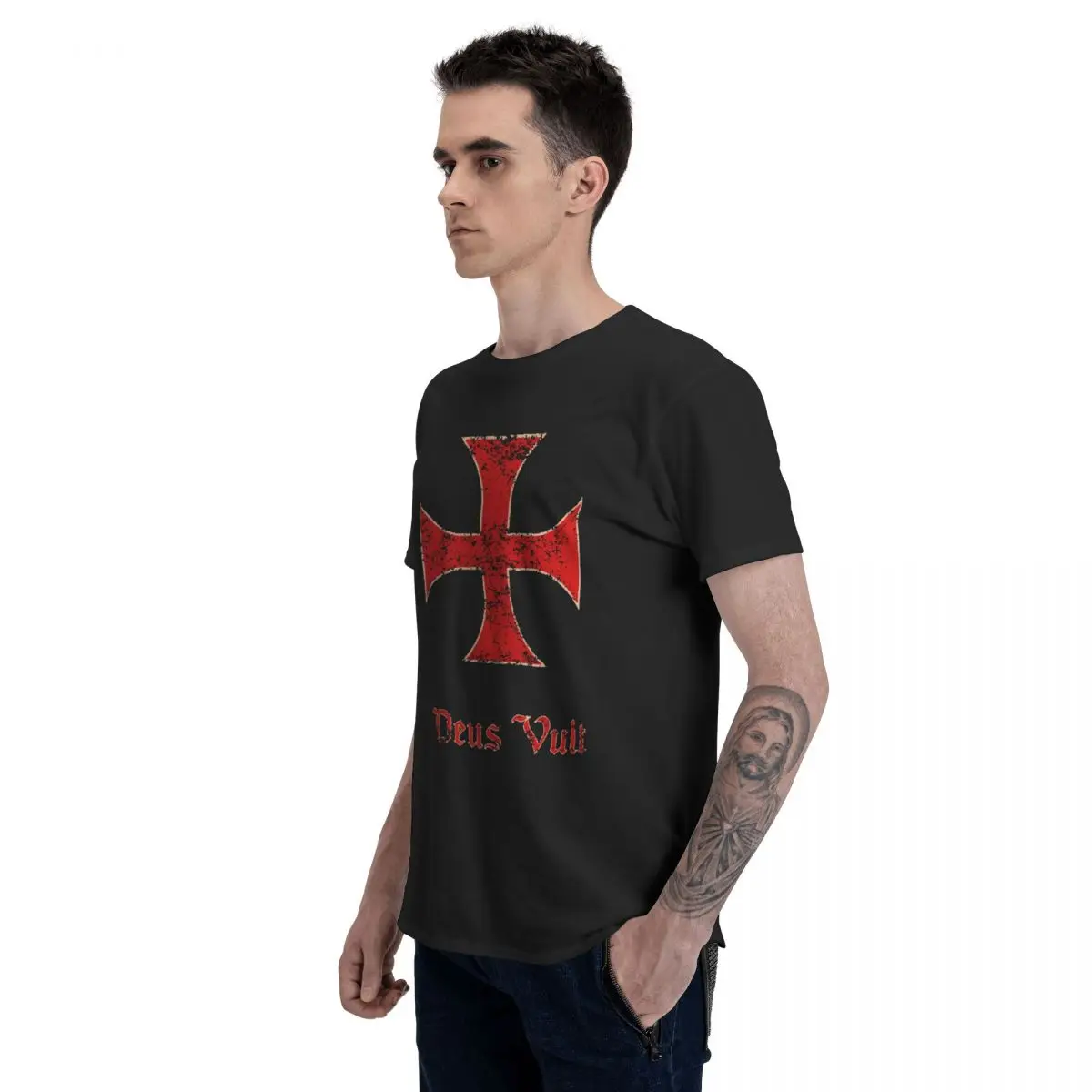 Мужские футболки Deus Vult Crusader Cross Рыцари Templar одежда из чистого хлопка футболка с