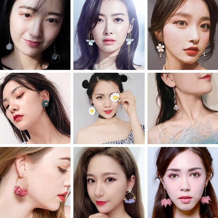 2019 корейские массивные серьги в виде цветов с жемчугом и кристаллами
