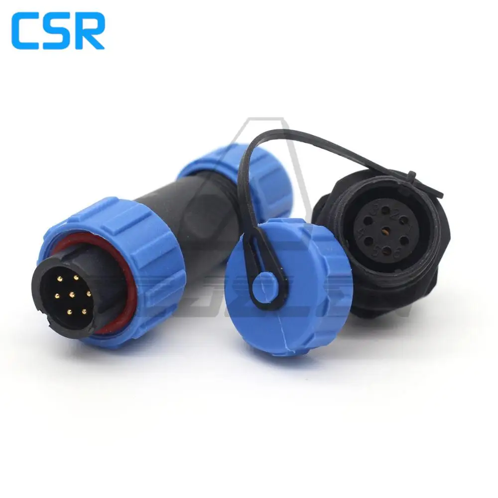 

SP13 7pin Waterproof and Dustproof Aviation cable Connector IP68 7 pin plug + real mount panel connector