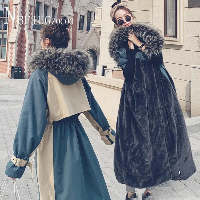 

Women Parkas Long Style 2021 Winter New Korean Fashion Lining With Fluff Female Overcoat