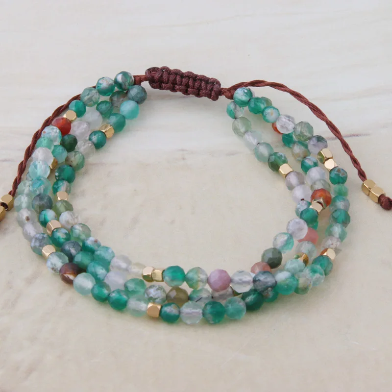 NeeFu WoFu Многослойные браслеты бусины из натурального камня браслет нержавеющей