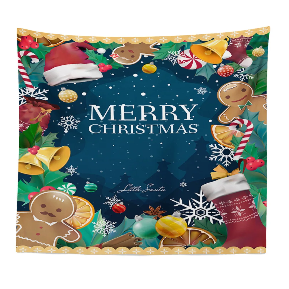 

Cartoon Christmas Tapestry Santa Clause Printing Home Wall Decoration Elk Wall Hanging Snowman for Christmas Party Beach Throw