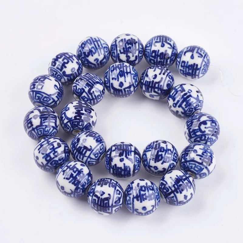 17mm 20pcs Pandahall 10/20 штук 12-28 мм ручной работы белого и голубого цвета, фарфоровые керамические бусины для самостоятельного изготовления ювелирных изделий - Цвет: 17mm 20pcs