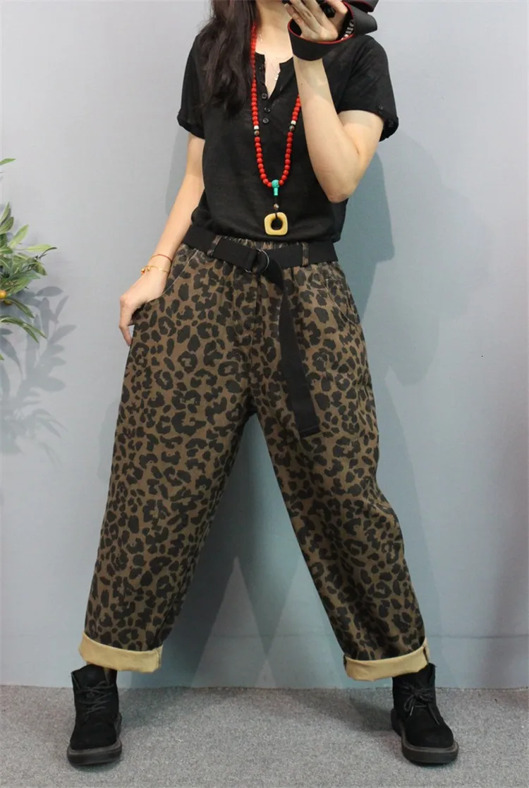 Max LuLu/Корейский модный стиль; осенние женские джинсовые брюки в стиле панк; эластичные женские шаровары с леопардовым принтом; негабаритная уличная одежда