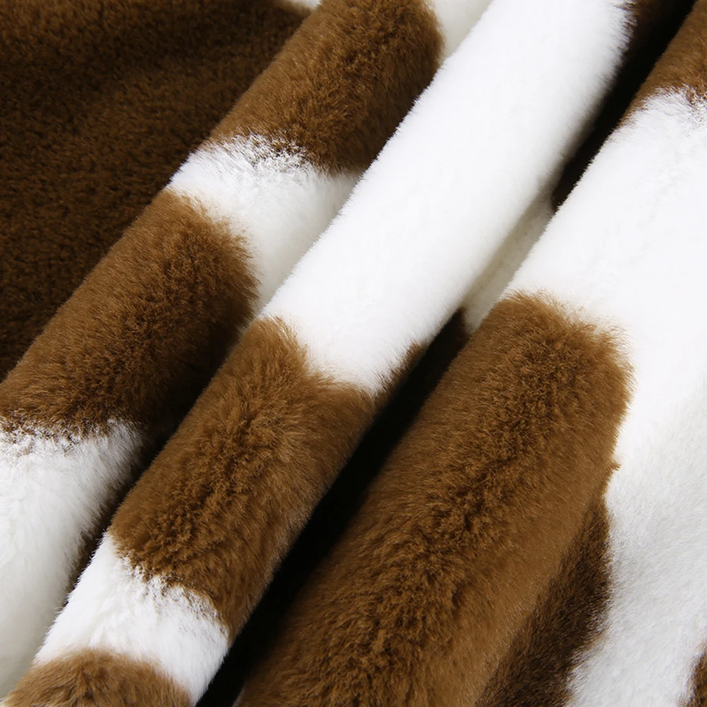 

Rayon Warm Retro Cow Printing Feminine Women 2020 New Elegant Casual Street Stand Collar Winter Coat Jackets Tops