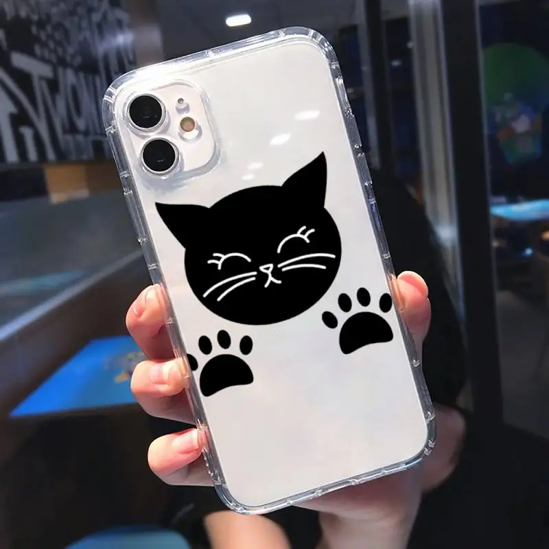 

Cute cat scratching Phone Case Transparent soft For iphone 5 5s 5c se 6 6s 7 8 11 12 plus mini x xs xr pro max