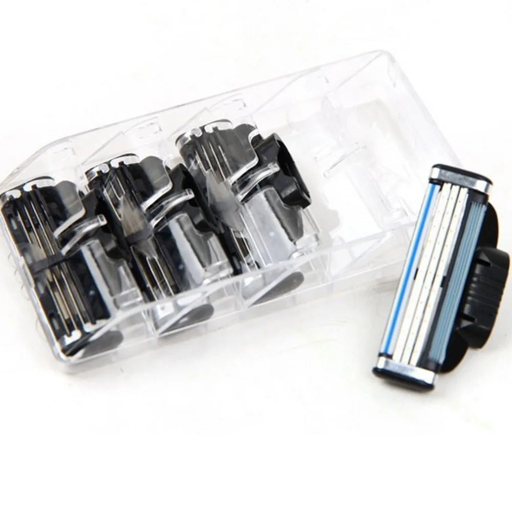 

4PCS/SET 3 Layers Men Face Shaving Razor Blades Male Manual Blades For Standard Beard Shaver Trimmer Blades