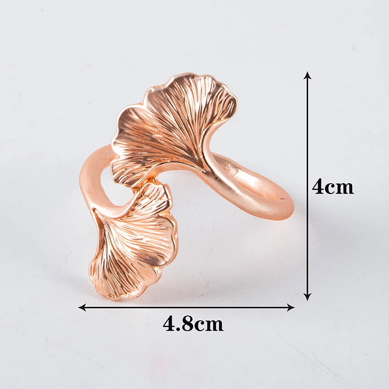 

3PCS Ginkgo Leaf Metal Napkin Ring ,Creative Rose Gold Color Napkin Buckle Table for Home Dinning Room Hotel