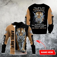 customize name april tiger 3d printed hoodies sweatshirt zipper hoodies women for men pullover cosplay costumes