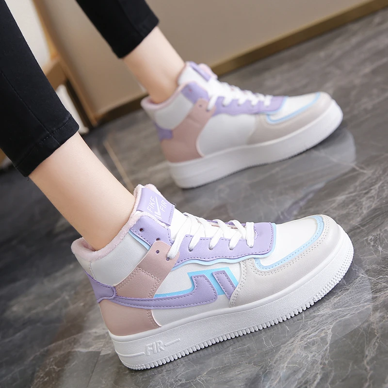 

Women's High-top Sneakers Lace-up Thick-soled Waterproof Casual Shoes Comfortable and Lightweight Outdoor Women's Shoes 2021