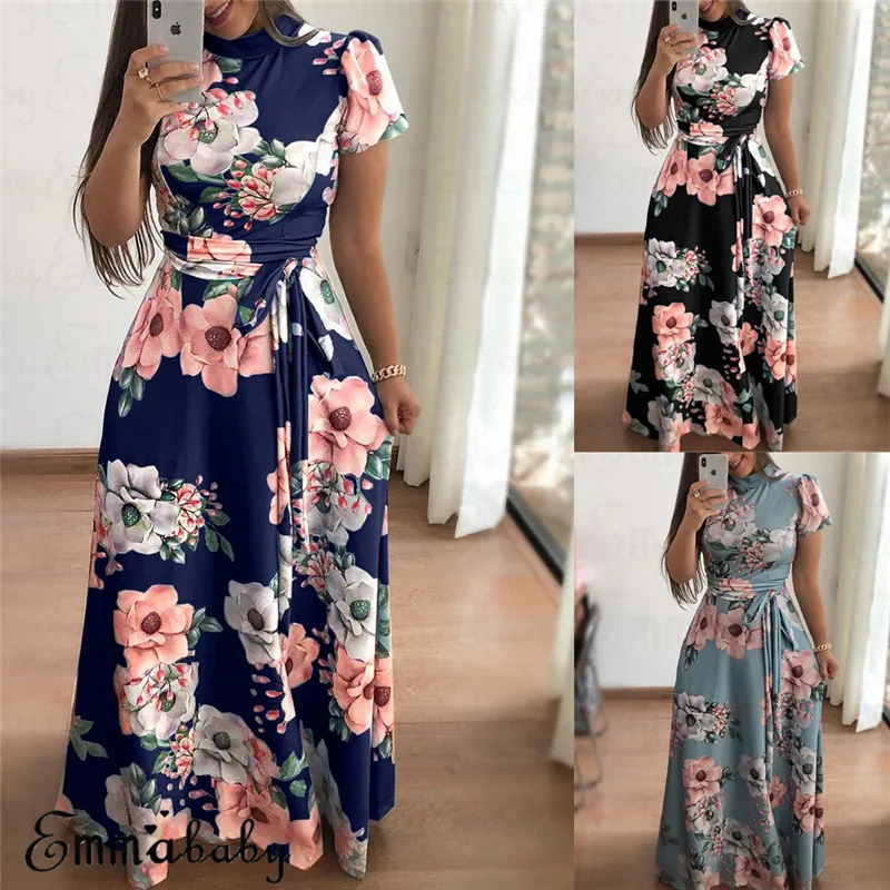 Женское платье макси с цветочным принтом на бретелях|Женские платья| |