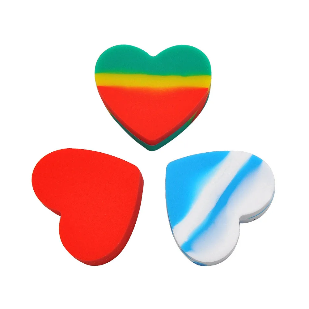 Силиконовая коробка для дымового масла в форме сердца цветная лекарств объем 18