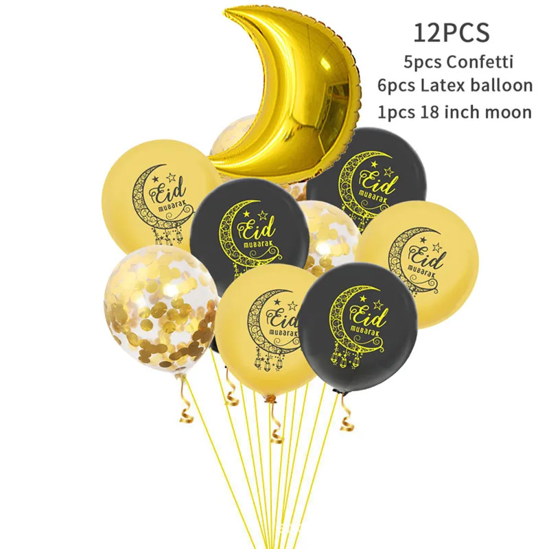 

35 Pcs/Set Eid Mubarak Banner Balloons Ramadan Decoration Mubarak Muslim Islamic Festival Party Letter Balloon DIY Decorations