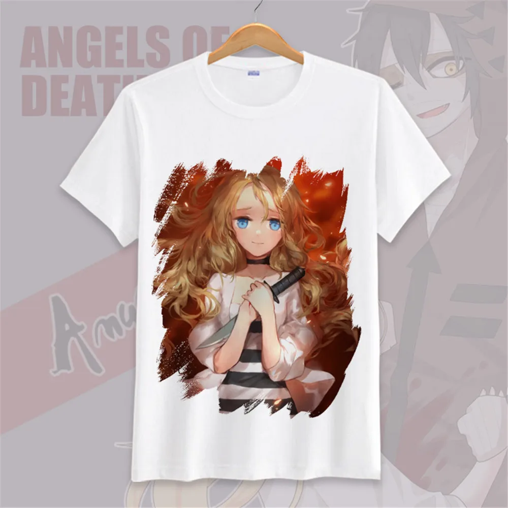 Летняя футболка аниме японские ангелы смерти короткий рукав круглый вырез