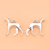 50pcslot silver color 3d greyhound whippet hound dog charms pendants beads for necklace jewelry making accessories